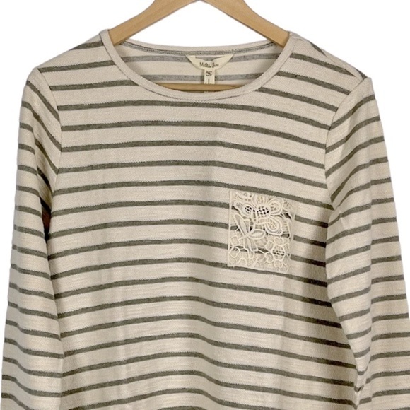 MATILDA JANE CLASSIC WITH A TWIST COTTON STRIPE FLORAL LACE PULLOVER TOP - Picture 5 of 16